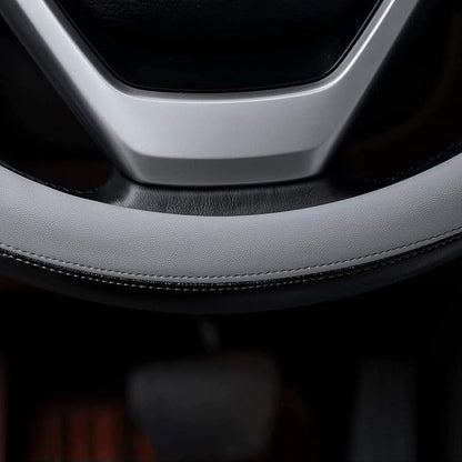 Valleycomfy Microfiber Leather Steering Wheel Covers Universal 15 inch (Gray)