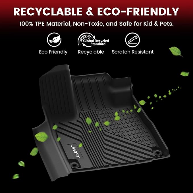 LASFIT Floor Mats for Acura MDX (2022-2026) All Weather Floor Liner TPE Custom Fit Car Mats for Acura MDX 1st & 2nd & 3rd Row Mats, Black,Tasteless, Durable and Easy to Clean