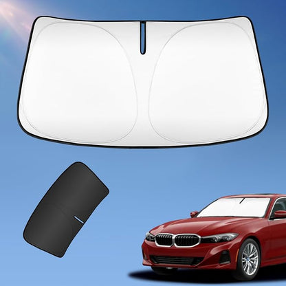 Sun Shade Sunshade for BMW 3 Series F30/ F31/ F80/ M3 2020-2024 2025 2026 Windshield Cover, 4-Layers Sun Shield for 328i 335i 320i 330i 325i 250T Silver Coating Sun Visor Foldable Window Shade