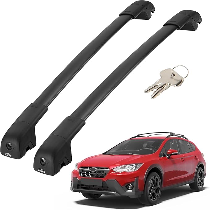 JOYTUTUS Lockable Car Roof Rack Cross Bars Compatible with Subaru Crosstrek 2018-2023 / Impreza 2017-2023, 300LB Aluminum Crossbars for Roof Racks Suitcases Kayaks Canoes Bikes Skis Snowboard