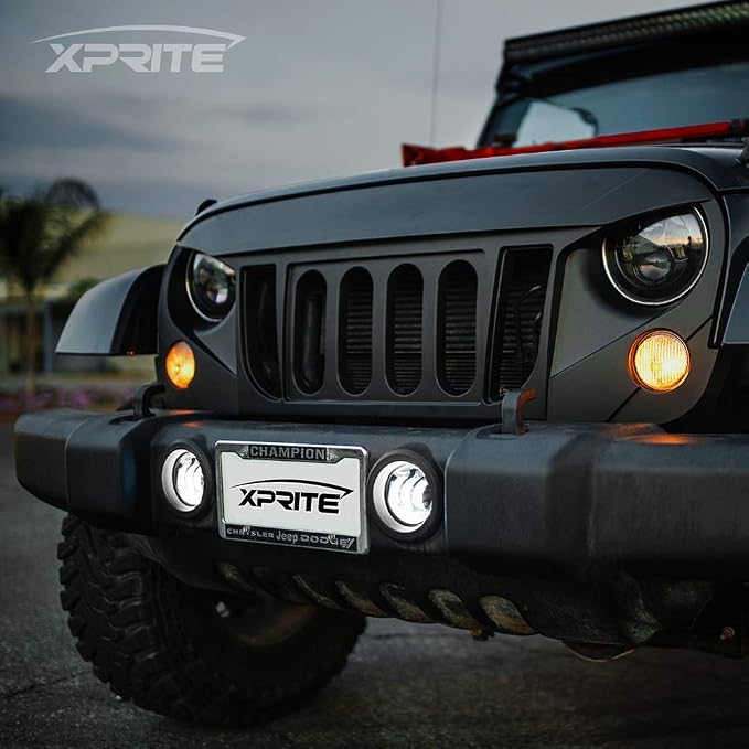 Xprite 4-Inch LED Fog Lights 60W High-Intensity Off-Road Fog Lamp for Driving, DOT Approved Replacement Compatible with 2007-2018 Jeep Wrangler JK JKU