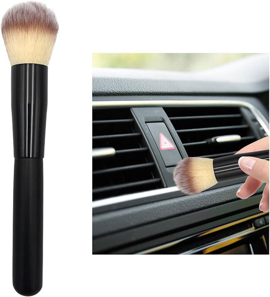 Ziciner Car Detailing Brush, Curved Soft Bristles Auto Removal Dust Collectors, Universal Vehicle Dashboard, Air Conditioner Vents etc Interior Cleaning Tool Accessory (Long-Beige)