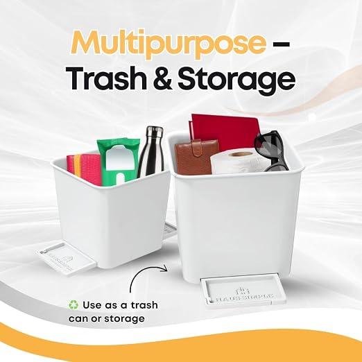Car Trash Can for Vehicles Leakproof Compact Garbage Bin w/ Stability Flap, Anti-Slip Base, Portable Trash Holder for Cars, Trucks, SUVs, Minivans Compact, Auto Container Organizer (White, Small)