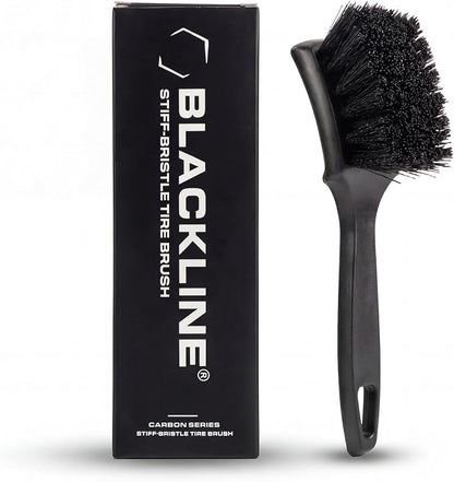 Blackline Stiff Bristle Tire Brush - Heavy Duty Car Detailing Tool for Tires - High-Performance Deep Cleaning Brush - Ideal for Tough Dirt & Grime Removal - Premium Auto Care Accessory