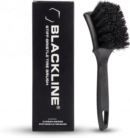 Blackline Stiff Bristle Tire Brush - Heavy Duty Car Detailing Tool for Tires - High-Performance Deep Cleaning Brush - Ideal for Tough Dirt & Grime Removal - Premium Auto Care Accessory
