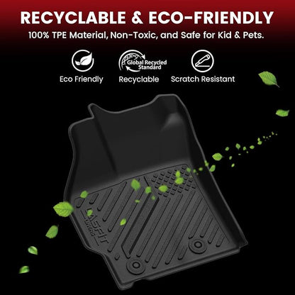 LASFIT Floor Mats for Toyota Prius 2010-2011, All Weather TPE Custom Fit Easy Clean Durable No-Curling Floor Liners for Prius 2010 2011 Front & Rear 2 Row Car Mats, Black