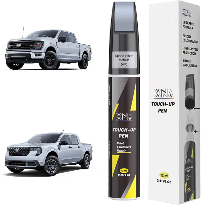 XNA Space White Metallic(A3) for Ford Touch Up Paint, Car Scratch Remover for Nicks and Chips Repair, 2-In-1 Quick & Easy Fix Car Scratch Repair Kit with Exact Color-Matched