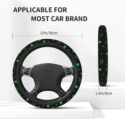 Galaxy Alien Spaceship Steering Wheel Covers Non Slip Neoprene Universal 15 Inch Steering Wheel Protector Car Cover for Men Women
