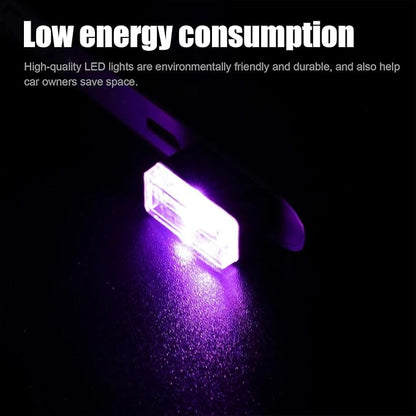 Ziciner 4 PCS USB LED Car Interior Atmosphere Lamp, Portable Mini LED Night Light, Plug-in USB Interface Trunk Ambient Lighting Kit, Universal Car Interior Accessories (Purple)