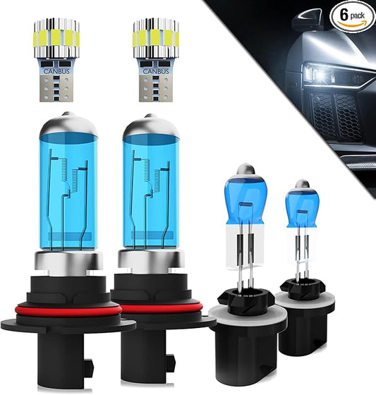 Headlights+ License Plate Lights Fit For Nissan Frontier 2003-2004 Light Bulbs,9007/HB5 High/Low Beams+ 880/881 Fog Lights+ License Plate Lights Combo,Plug And Play,Pack of 6