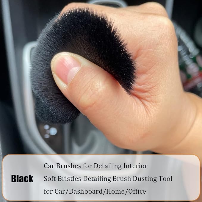 Car Interior Detailing Brush 1PC,Car Brushes for Detailing Interior,Soft Car Detailing Brush,Soft Bristles Detailing Brush Dusting Tool for Car/Dashboard(Black)