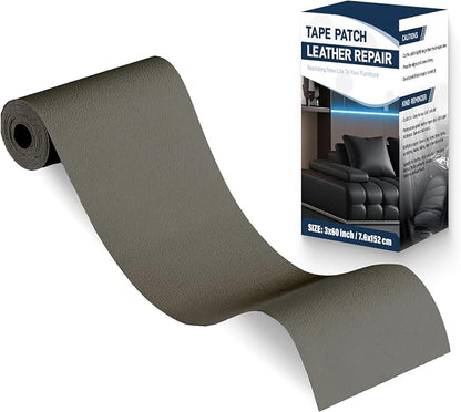 Zenyao Leather Repair Patch Tape - Self Adhesive Leather Repair Kit for Car Seat Furniture, Heavy Duty Vinyl Repair Patch for Couch Sofa, Waterproof Fix for Tears, 3x60 Inch Roll, Light Grey