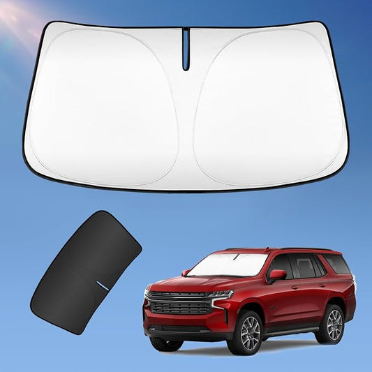 Sun Shade Sunshade for Chevrolet/Chevy Suburban 2021-2025 2026 Windshield Cover, 4-Layers Sun Shield 250T Silver Sun Visor Foldable Window Shade Blocks UV Rays Car Accessories