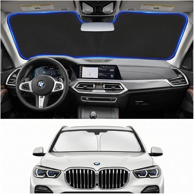 Windshield Sun Shade Sunshade for BMW X5 2019-2026 | Custom Fit Windshield Cover, Blocks UV Rays, Double-Layer Heat Shield, Durable Frame, Easy Fold & Storage