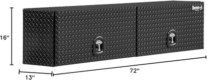 Buyers Products 1721351 Topsider Truck Tool Box, 16x13x72 Inch, Gloss Black Diamond Tread Aluminum, Dual Flip-Up Doors, Locking Compression Latch, Weather Resistant, No-Drill Mount, Made in USA