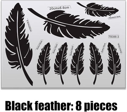Ouliget Car Stickers Feathers Cover Scratches,Scratch Repair Decoration Vinyl Decals,Car Decoration Mirror Sticker Laptop Wall Decal,Black