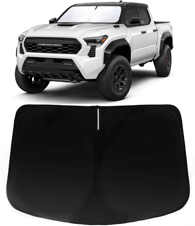 Windshield Sun Shade for Toyota Tacoma 2016-2024 2025 2026, Car Front Window Sunshade Fit Tacoma 2Dr 4Dr Pickup Foldable Limited 2Door 4Door Truck Sun Visor Blocks UV Rays Heat Sun Shield Accessories
