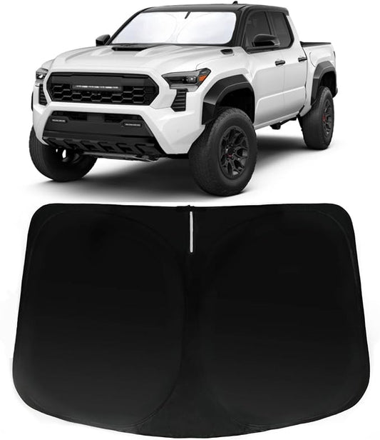 Windshield Sun Shade for Toyota Tacoma 2016-2024 2025 2026, Car Front Window Sunshade Fit Tacoma 2Dr 4Dr Pickup Foldable Limited 2Door 4Door Truck Sun Visor Blocks UV Rays Heat Sun Shield Accessories