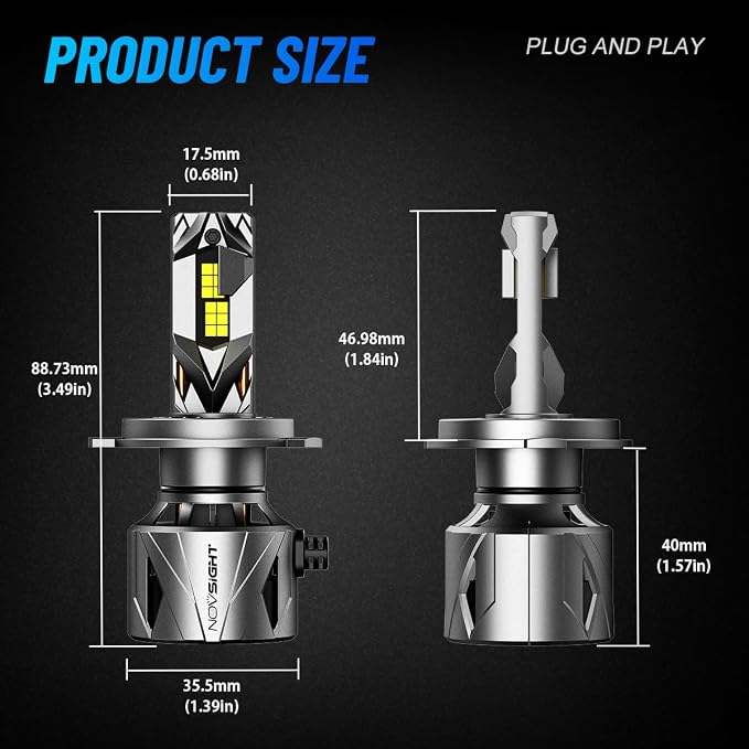 NOVSIGHT 𝗛𝟰 Fog Bulbs Upgrade, 900% Brighter 95,000LM, 240W Performance, Enhanced Cooling, 5-Min Installation, 100,000+ Hour Lifespan, IP68 & CANBUS Compatible, Pack of 2