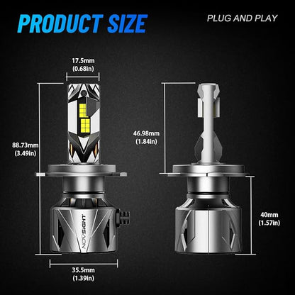 NOVSIGHT 𝗛𝟰 Fog Bulbs Upgrade, 900% Brighter 95,000LM, 240W Performance, Enhanced Cooling, 5-Min Installation, 100,000+ Hour Lifespan, IP68 & CANBUS Compatible, Pack of 2