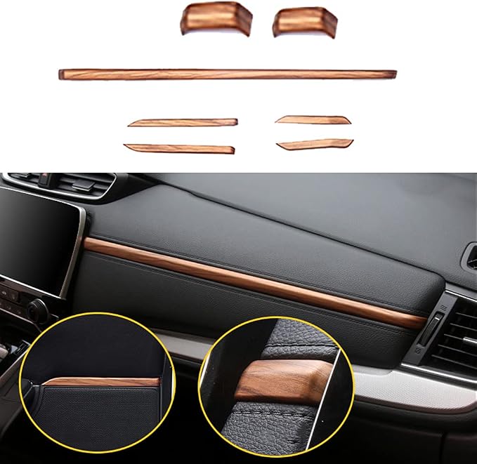 15PCS Full Interior Decoration Covers Center Consoles Instrument Panel Dashboard Trims Central Side Air Outlet Steering Wheel Moulding Trim Kits For Honda CRV 2017-2021 Peach Wood