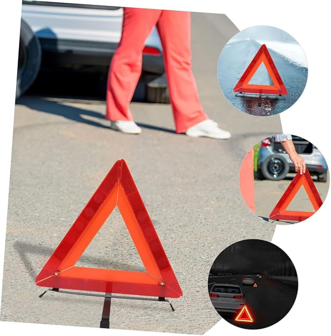 DECHOUS Reflective Roadside Warning Triangle Sign Safety Kit with Sturdy Tripod Quick Setup for Roadside Assistance Durable Design for Car Breakdowns