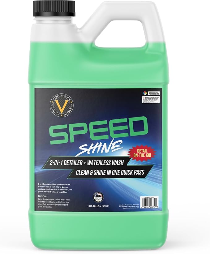 VPD 2-in-1 Quick Detailer & Waterless Car Wash, 1 Gallon Speed Shine – Fast Car Wash Without Water, Adds Gloss to Paint & Glass, Safe for Chrome, Trim & Clear Coat, No Rinse, Easy On-The-Go Cleaning