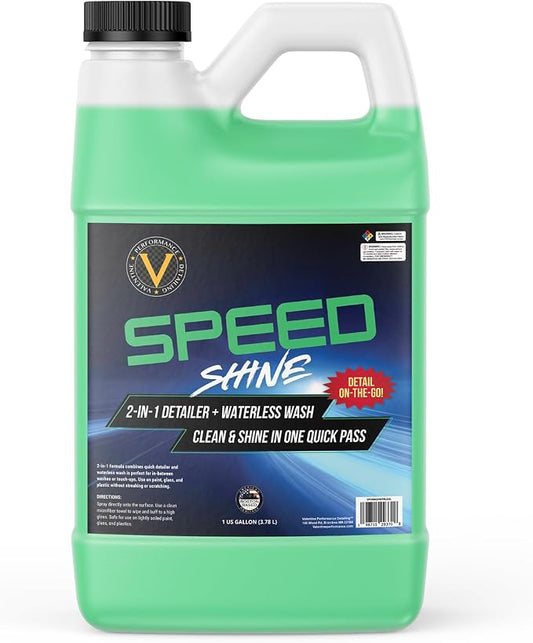 VPD 2-in-1 Quick Detailer & Waterless Car Wash, 1 Gallon Speed Shine – Fast Car Wash Without Water, Adds Gloss to Paint & Glass, Safe for Chrome, Trim & Clear Coat, No Rinse, Easy On-The-Go Cleaning