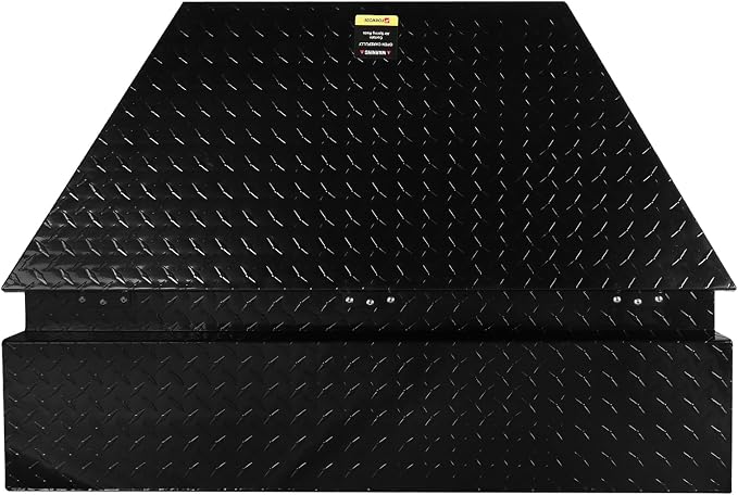 FORWODE Trailer Tongue Box 39 Inch Aluminum Tongue Tool Box Lockable Trailer Tool Chest with Gas Strut, Secure Diamond Plate Truck Tongue Tool Box for Trailer, Truck Bed, Pickup & RV Storage (Black)