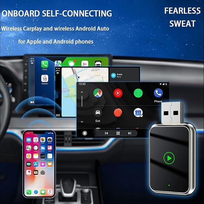 Wireless CarPlay Adapter 2-in-1 for Wey VV6 2018 2019 2020 2021, USB Design Plug and Play Bluetooth Fast Connection Car Accessories,B-Silver