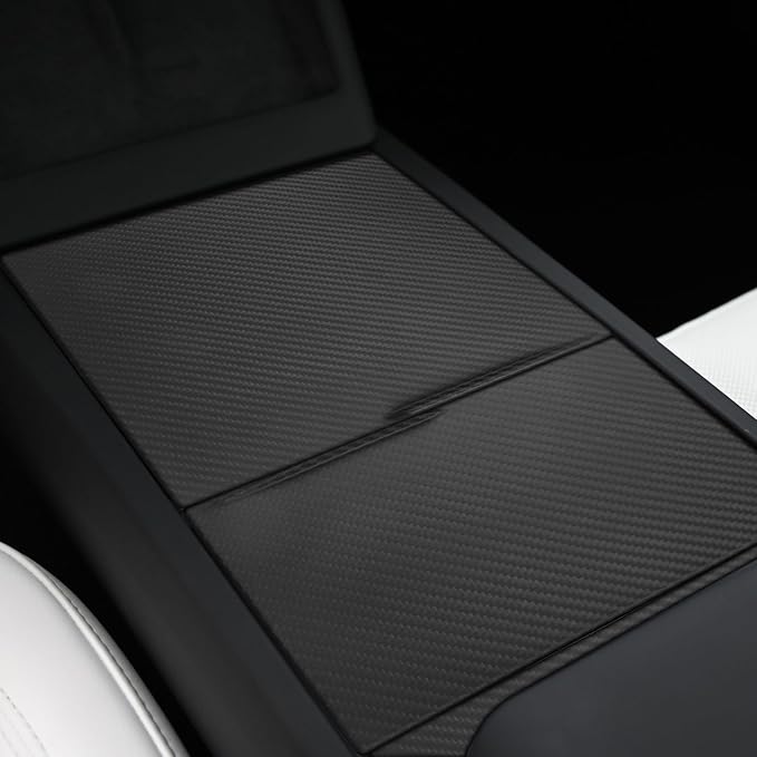 NVCNX Hard Rigid Real Carbon Fiber for Tesla New Model 3/Y Highland 2024-2026 for Juniper 2025 2026 Accessories Center Console Cup Holder Organizer Panel Cover Interior Trim 3PCs - Matte Carbon