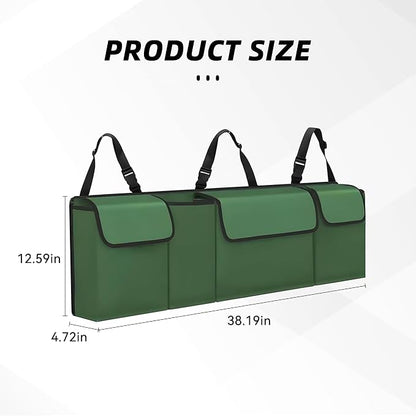 Car Trunk Organizer, Backseat Hanging Large Storage with Adjustable Straps,Waterproof PVC Collapsible Cargo Bag, Car Interior Accessories for Auto SUV MPV (Green)