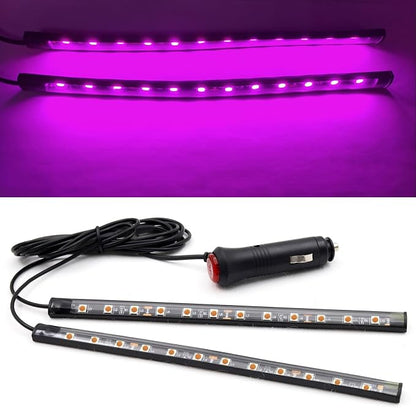 Ambient Lighting Car 2PCS Under Glow Kit With Cigarette Lighter, 12V Underglow LED Interior DRL Daylight Strip, Waterproof Driving Fog Lamp RGB Atmosphere Lights (Pink)