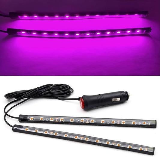Ambient Lighting Car 2PCS Under Glow Kit With Cigarette Lighter, 12V Underglow LED Interior DRL Daylight Strip, Waterproof Driving Fog Lamp RGB Atmosphere Lights (Pink)