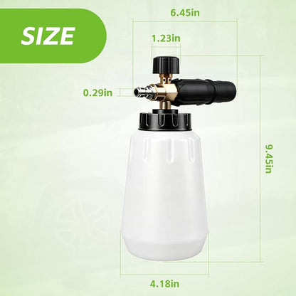 Foam Cannon for Greenworks Pressure Washer - 3700 PSI, 1L Large Bottle, 1/4" Quick Connect, Adjustable Snow Foam Lance for Car Detailing & Cleaning