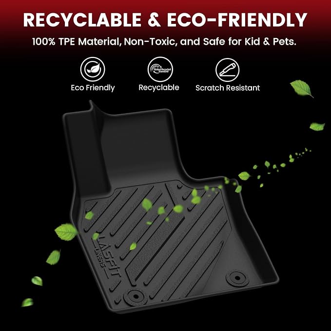 LASFIT Floor Mats & Cargo Liner for Mazda 3 Hatchback 2019-2026 (Not Fit Sedan) All Weather TPE Custom Fit Automotive Front & Rear 2 Row Car Liners and Trunk Mat Full Set Accessories, Black