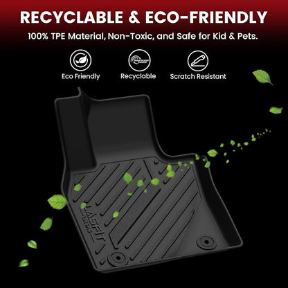 LASFIT Floor Mats & Cargo Liner for Mazda 3 Hatchback 2019-2026 (Not Fit Sedan) All Weather TPE Custom Fit Automotive Front & Rear 2 Row Car Liners and Trunk Mat Full Set Accessories, Black