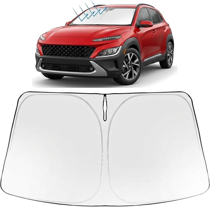 Proadsy Windshield Sun Shade for Hyundai Kona 2024-2026 Foldable Front Sunshade Protector Sun Visor Blocks UV Rays Keep Car Cooler Accessories