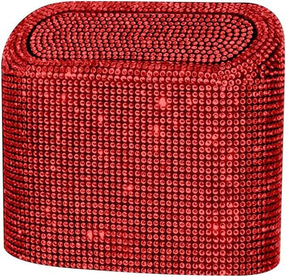 Bling Rhinestone Car Trash Can,Car Garbage Can Container Sparkle Crystal Trash Bin Dustbin Organizer Leak Proof Portable Hanging Garbage Can with Lid,Red