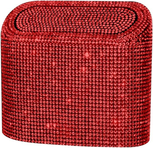 Bling Rhinestone Car Trash Can,Car Garbage Can Container Sparkle Crystal Trash Bin Dustbin Organizer Leak Proof Portable Hanging Garbage Can with Lid,Red