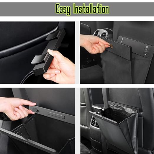 Custom Interior Accessories Waterproof Car Can Trash Multipurpose Hanging Garbage Bag Collapsible Garbage Can Magnet Storage Bags For Car Back Seat PU Leather Closure Design(RED)