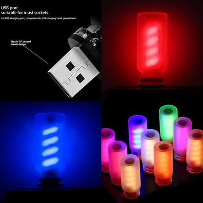 Retro Car Lamp, Touch Adjustment USB LED Car Lights,Plug in USB Automotive Night Lamps,Plug-in Ambient Light, Mini LED Bulb for Automotive,Bedroom,Hallway,Desk,No Pole dimming(Frosted-Purple)