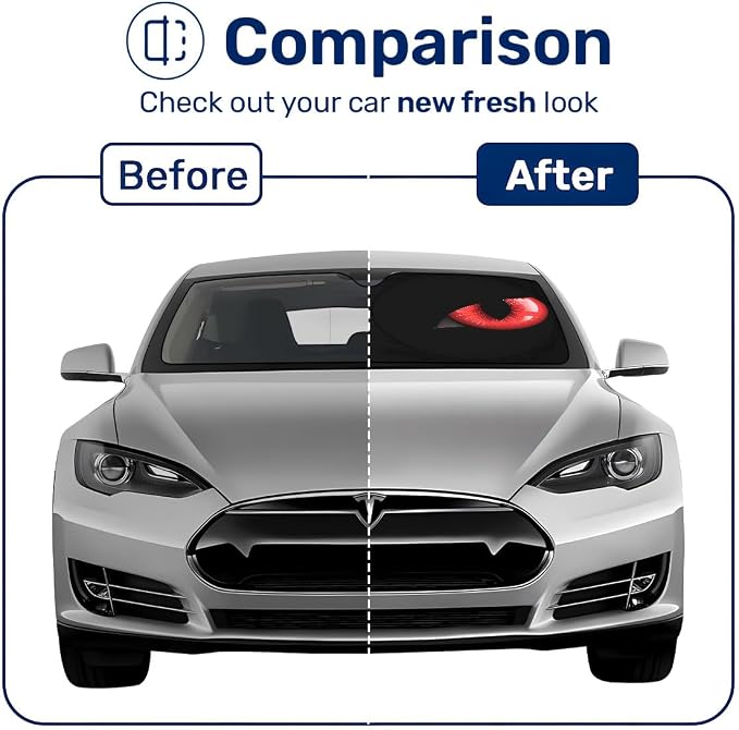 GENANY Evil Eyes Movie Windshield Sun Shade for Electric Vehicle (59x37 Inches), Automobile Sunshade, Protector Blocks UV, Halloween Auto Gift, Car Decor