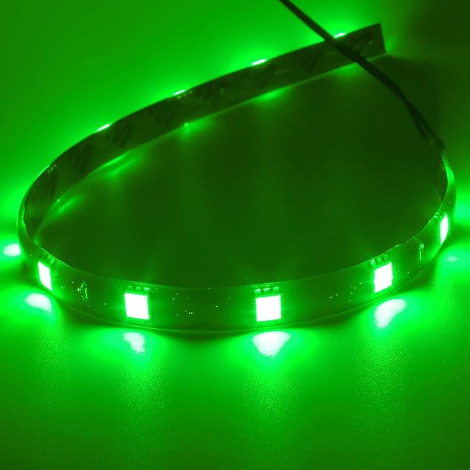 DC 12V Waterproof 1Ft 12 LED Strip Underbody Light with 6 inches Wires for Motor (Green,Pack of 6)