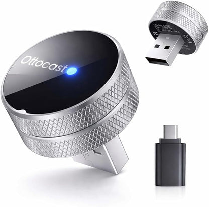 OTTOCAST Mini Tube (2026 Version) Wireless 2-in-1 CarPlay & Android Auto Adapter,Plug&Play Dongle for iPhone & Android,Bluetooth Auto Connect,Converts Factory Wired to Wireless CarPlay Adapter