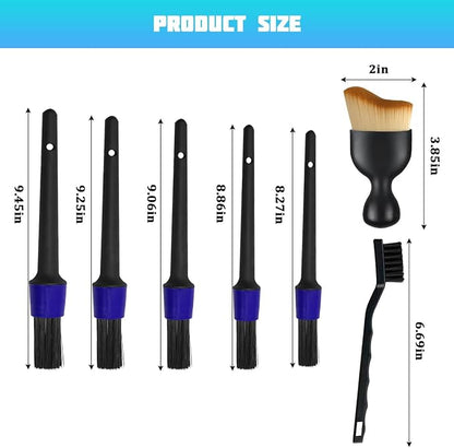 Bittwee Car Detailing Brush Kit, 9PCS Soft Bristle Multi-Use Vehicle Detailing Wash Brushes, Automotive Interior or Exterior Cleaning Kit, Universal for SUV Automobile Truck