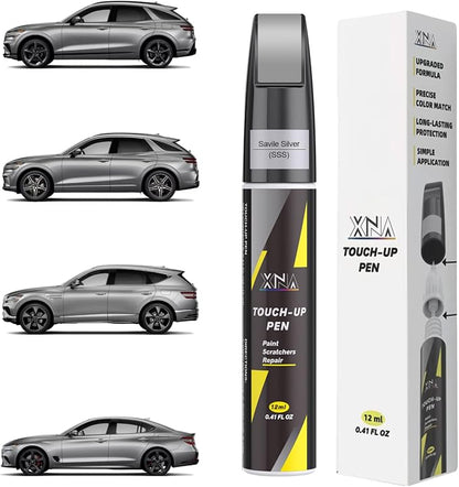 XNA Savile Silver(SSS) for Genesis Touch Up Paint, Car Scratch Remover for Nicks and Chips Repair, 2-In-1 Quick & Easy Fix Car Scratch Repair Kit with Exact Color-Matched