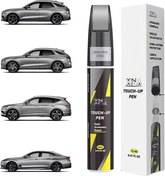 XNA Savile Silver(SSS) for Genesis Touch Up Paint, Car Scratch Remover for Nicks and Chips Repair, 2-In-1 Quick & Easy Fix Car Scratch Repair Kit with Exact Color-Matched