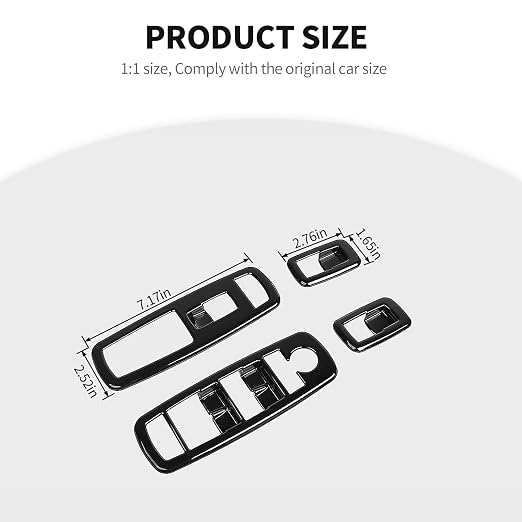 JeCar Window Lift Switch Button Trim Cover Kit Fit for Jeep Grand Cherokee 2011-2020 & Cherokee 2014-2020, Glossy Black