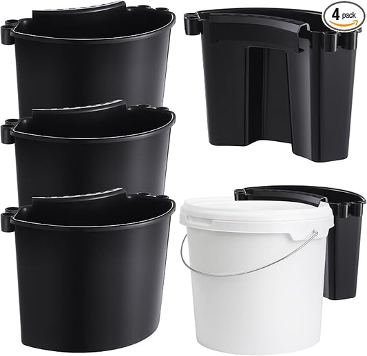 Car Detailing Bucket Organizer 10.2 x 7.8 x 5.5 Inch Car Washing Bucket Caddy Portable Multipurpose Hanging Organizer for Accessories Tool Home Garden Camping(Black,4 Pcs)